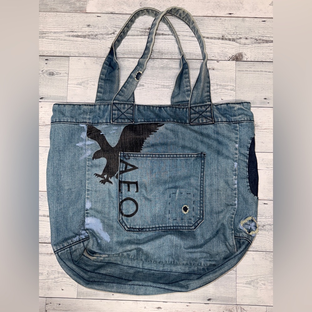 American Eagle Outfitters Light Blue Denim Tote